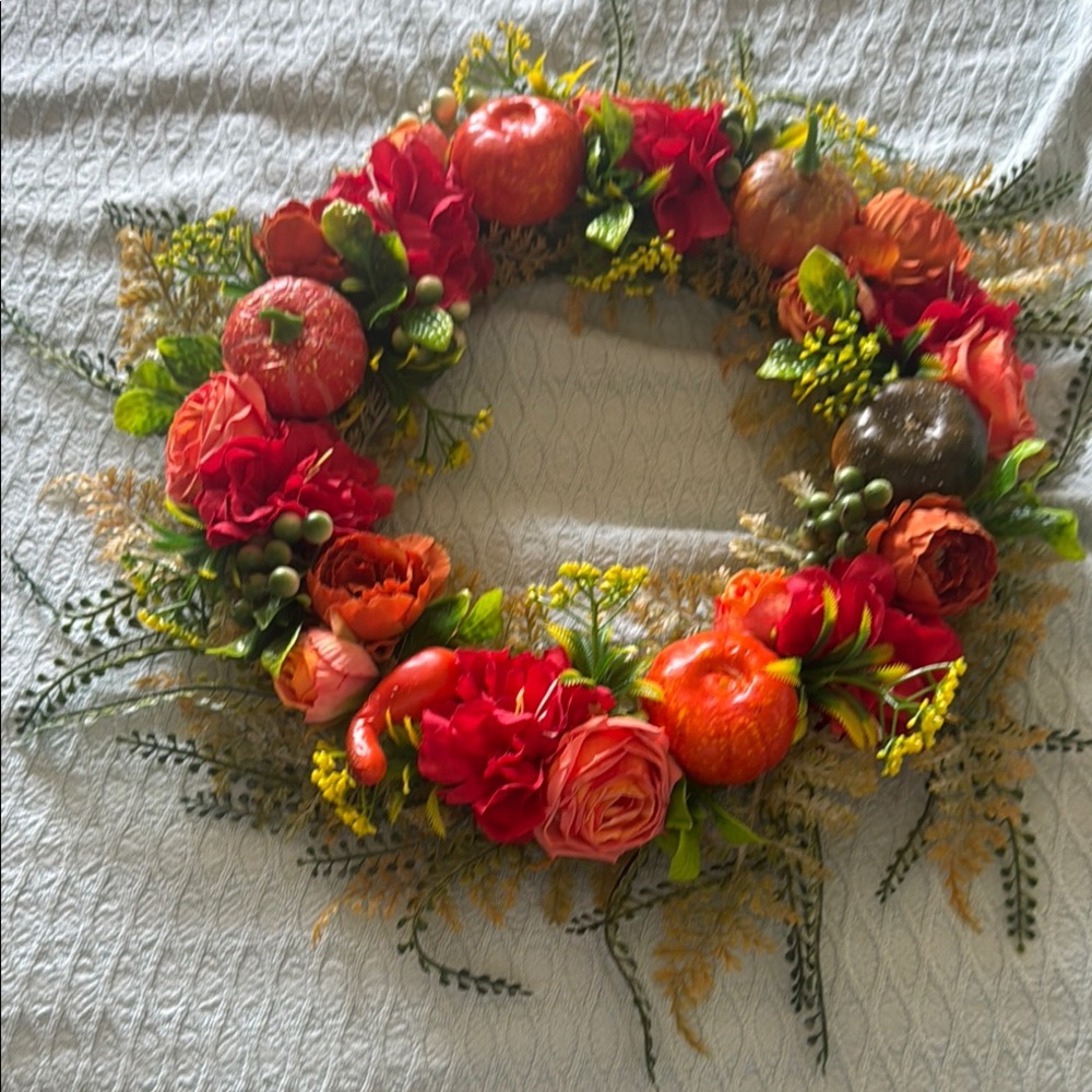 Vibrant Floral and Fruit Wreath